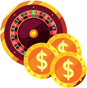 Ruleta y monedas de oro